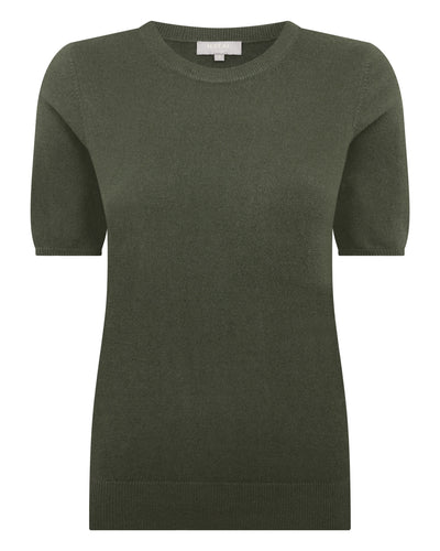 N.Peal Women's Milly Classic Cashmere T-Shirt Army Green