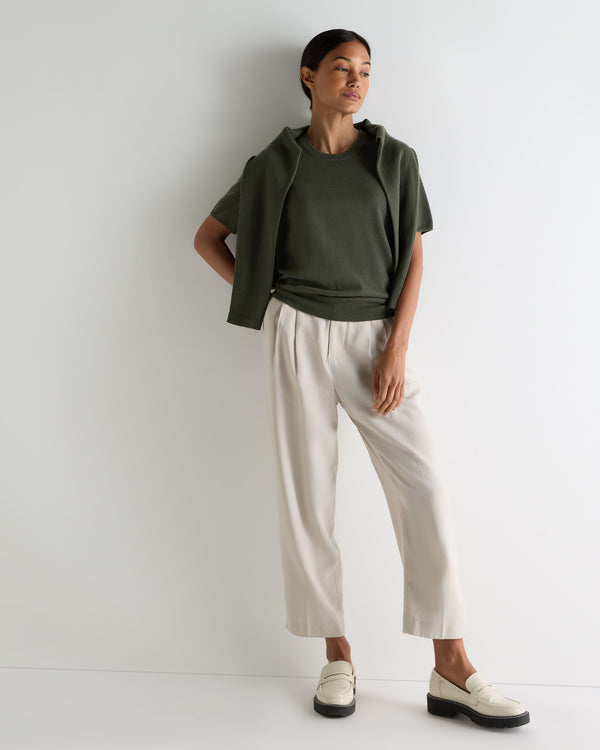 N.Peal Women's Milly Classic Cashmere T-Shirt Army Green