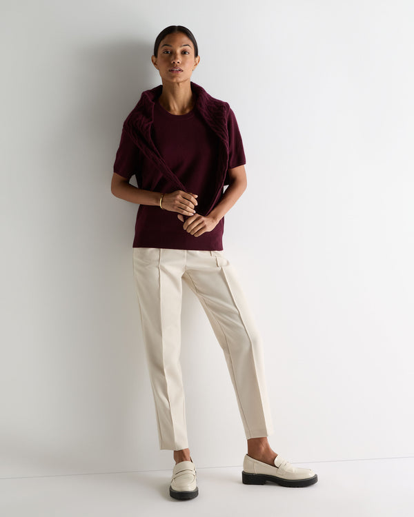 N.Peal Women's Milly Classic Cashmere T-Shirt Bordeaux Red
