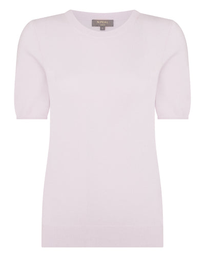 N.Peal Women's Milly Classic Cashmere T-Shirt Chalk Pink