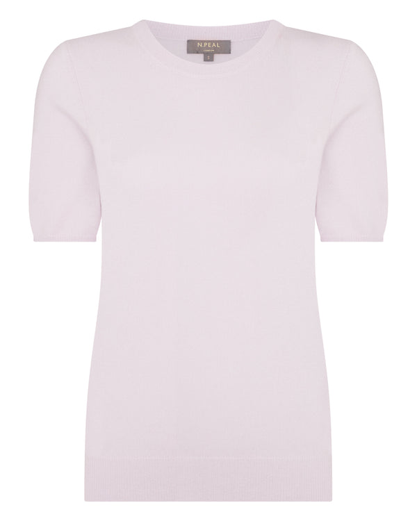 N.Peal Women's Milly Classic Cashmere T-Shirt Chalk Pink