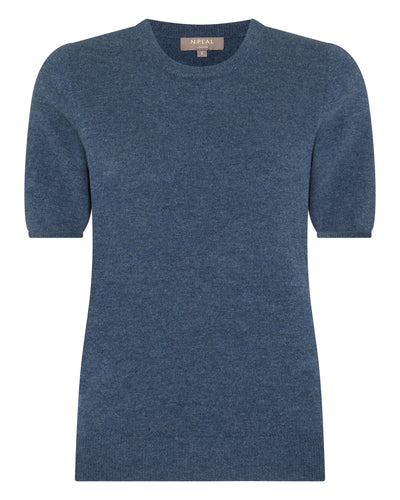 N.Peal Women's Milly Classic Cashmere T-Shirt Light Denim Blue