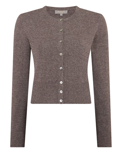 N.Peal Women's Ivy Cropped Cashmere Cardigan Otter Brown