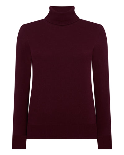 N.Peal Women's Luna Roll Neck Cashmere Jumper Bordeaux Red