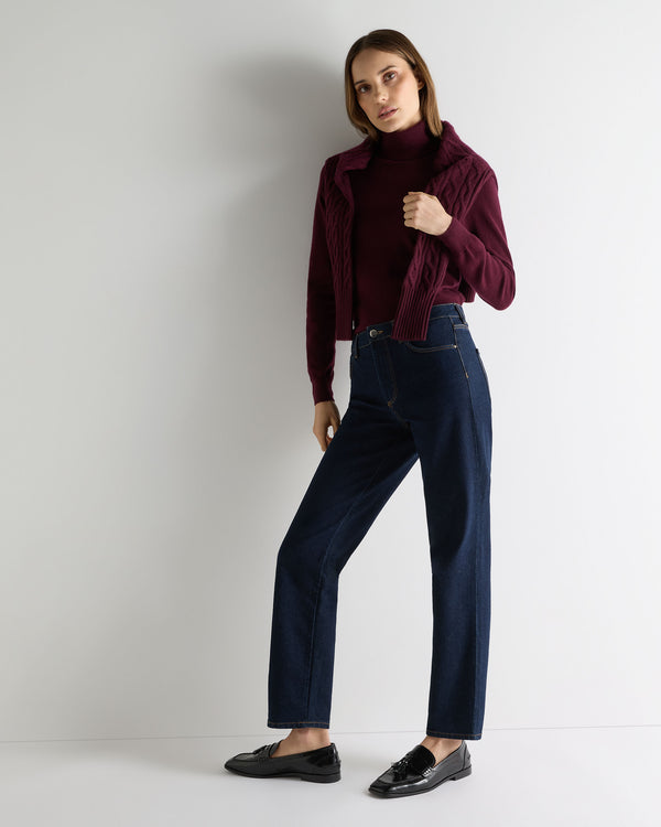 N.Peal Women's Luna Roll Neck Cashmere Jumper Bordeaux Red