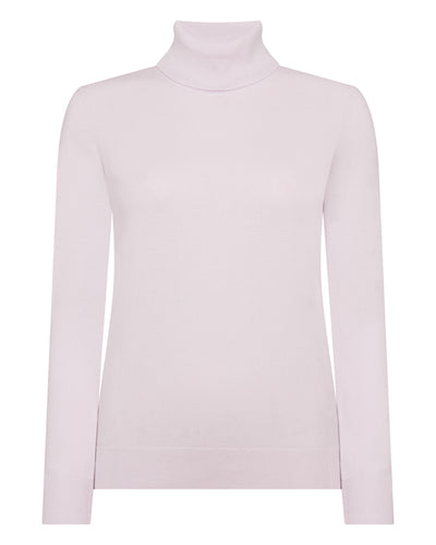 N.Peal Women's Luna Roll Neck Cashmere Jumper Chalk Pink