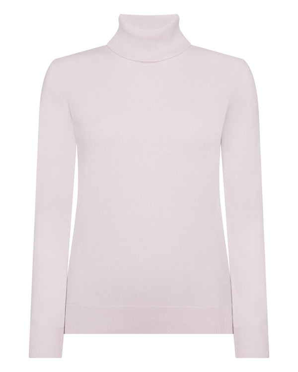 N.Peal Women's Luna Roll Neck Cashmere Jumper Chalk Pink