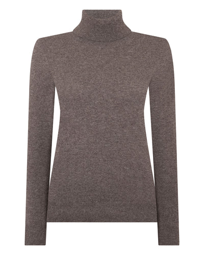 N.Peal Women's Luna Roll Neck Cashmere Jumper Otter Brown