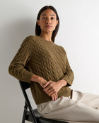 Women's Emilia Cable Round Neck Cashmere Jumper Cinnamon Brown