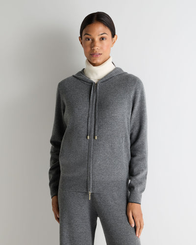 N.Peal Women's Ada Cashmere Hoodie Elephant Grey