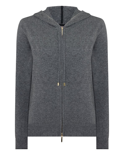N.Peal Women's Ada Cashmere Hoodie Elephant Grey