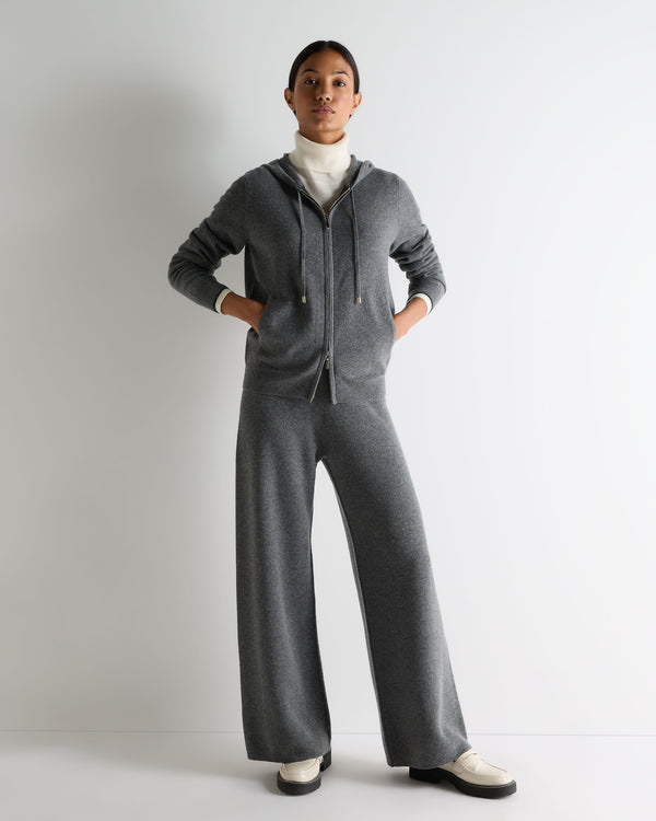 N.Peal Women's Ada Cashmere Hoodie Elephant Grey