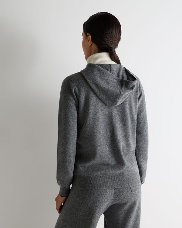 N.Peal Women's Ada Cashmere Hoodie Elephant Grey
