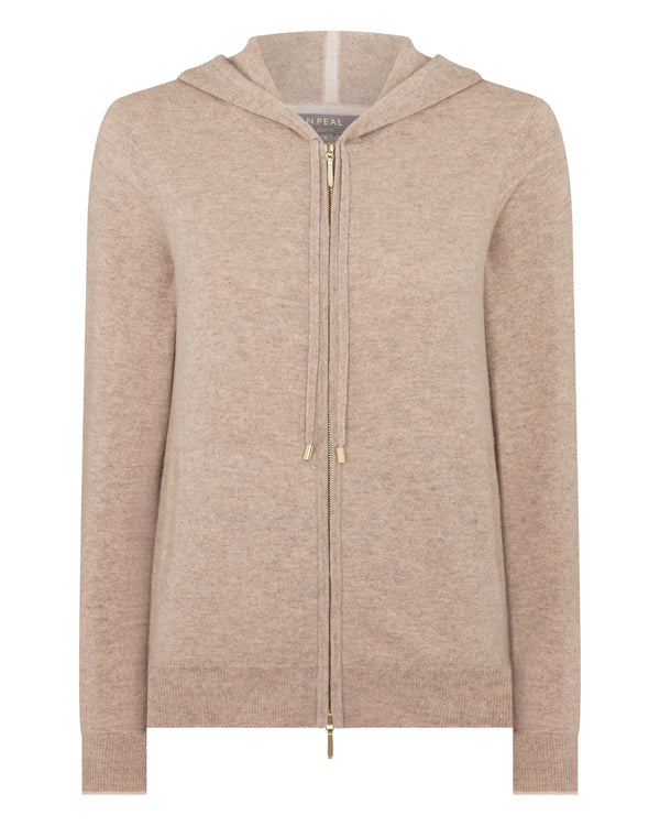 N.Peal Women's Ada Cashmere Hoodie Oatmeal Brown