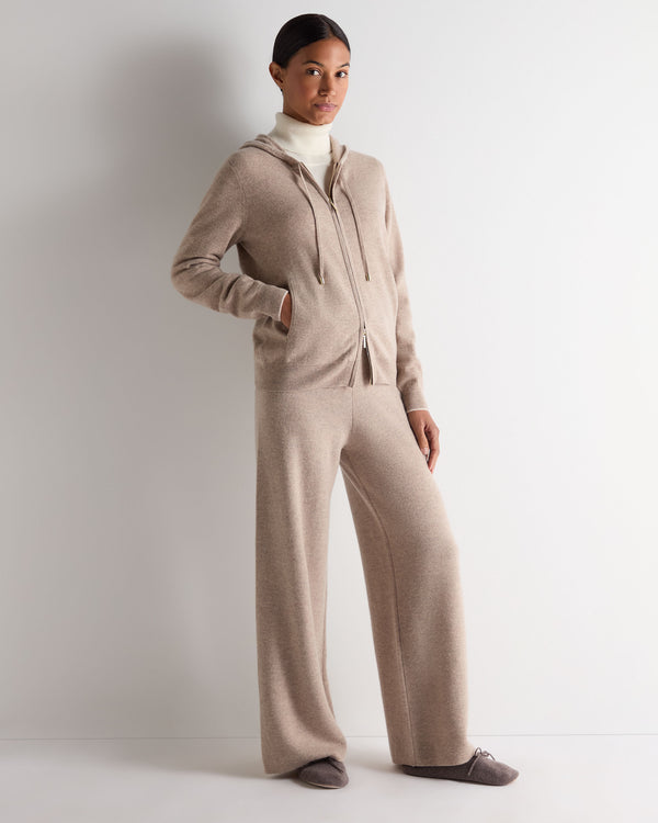 N.Peal Women's Ada Cashmere Hoodie Oatmeal Brown