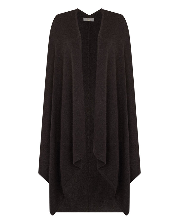 N.Peal Women's Lily Lightweight Cashmere Cape Chocolate Brown