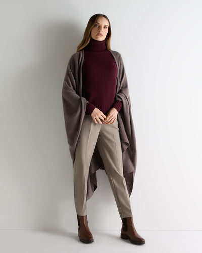 N.Peal Women's Lily Lightweight Cashmere Cape Otter Brown