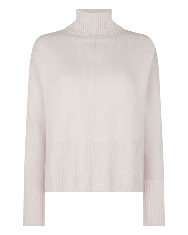N.Peal Women's Mollie Metal Roll Neck Cashmere Jumper Frost White