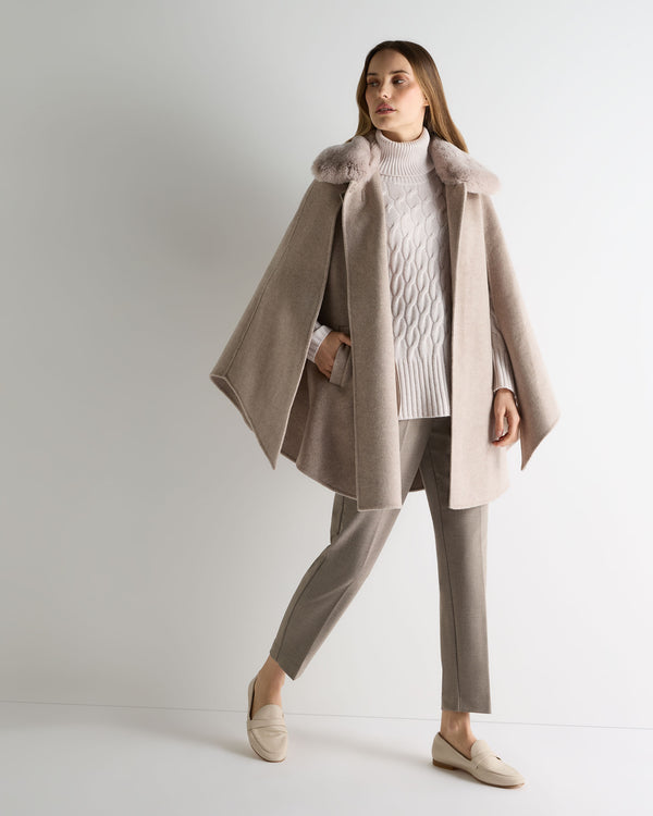 N.Peal Women's Emmie Relaxed Cable Roll Neck Cashmere Jumper Frost White