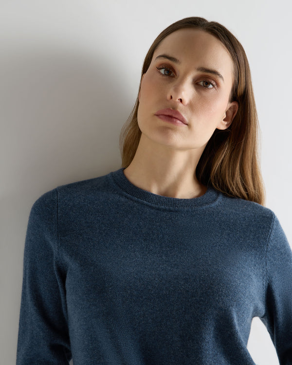N.Peal Women's Hallie Round Neck Cashmere Jumper Light Denim Blue
