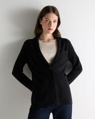 N.Peal Women's Superfine Cashmere Silk Blazer Black