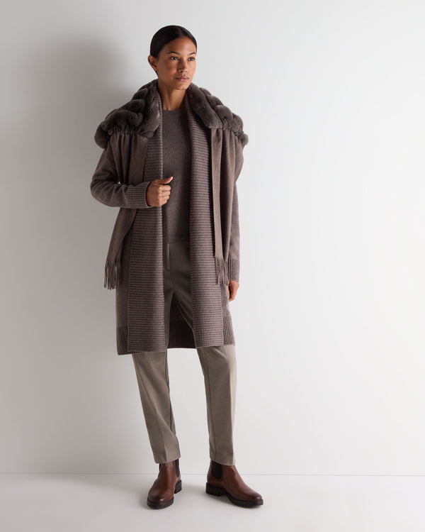 N.Peal Women's Abbey Cashmere Cardigan Otter Brown