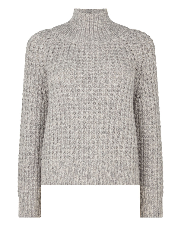 N.Peal Women's Super Chunky Rib Cashmere Jumper Flannel Grey Marl
