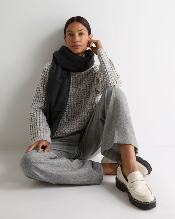 N.Peal Women's Super Chunky Rib Cashmere Jumper Flannel Grey Marl