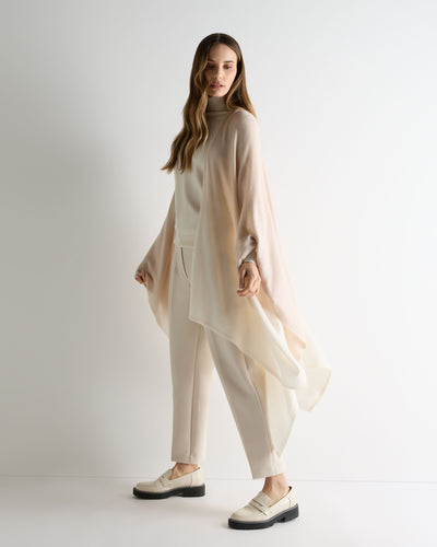 N.Peal Women's Lily Ombre Cashmere Cape Ecru White