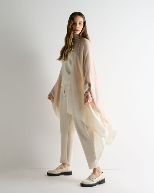 N.Peal Women's Lily Ombre Cashmere Cape Ecru White