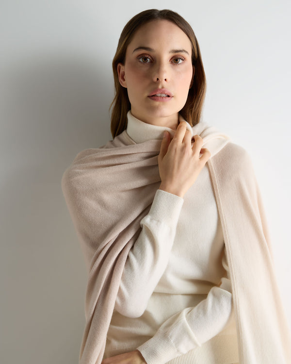 N.Peal Women's Lily Ombre Cashmere Cape Ecru White