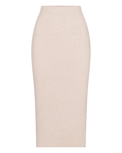 N.Peal Women's Rib Cashmere Skirt Ecru White
