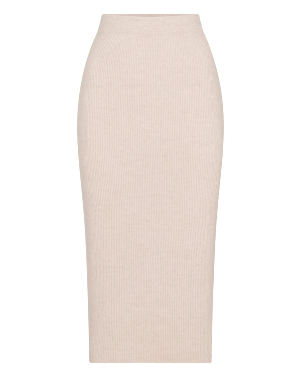 N.Peal Women's Rib Cashmere Skirt Ecru White