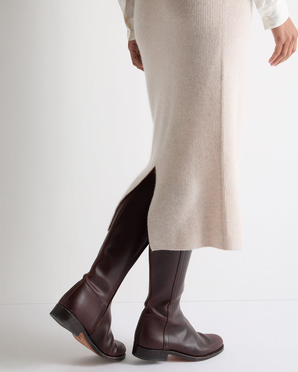 N.Peal Women's Rib Cashmere Skirt Ecru White