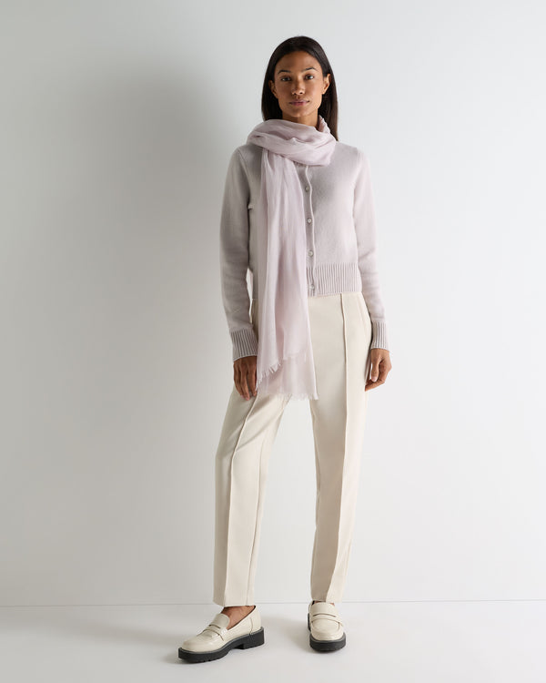 N.Peal Women's Chunky Crop Cashmere Cardigan Snow Grey