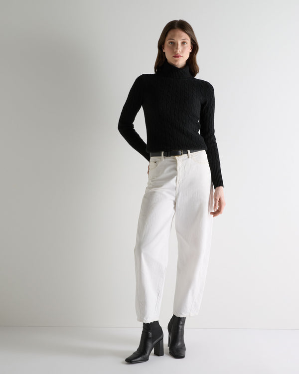 N.Peal Women's Adelyn Cable Roll Cashmere Jumper Black