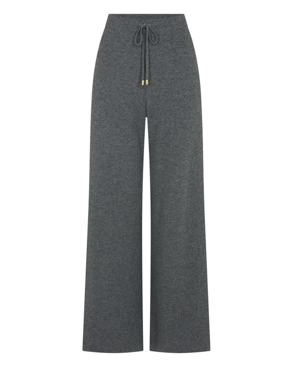 N.Peal Women's Honeycomb Knit Cashmere Trouser Elephant Grey