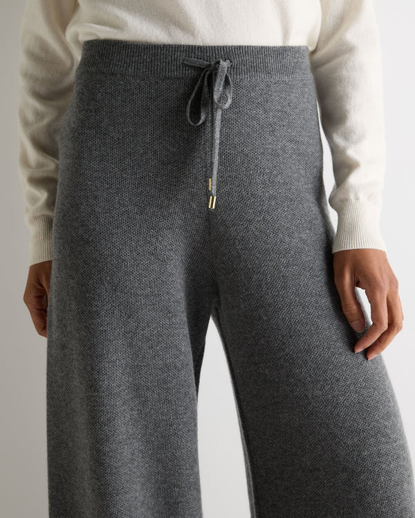 N.Peal Women's Honeycomb Knit Cashmere Trouser Elephant Grey