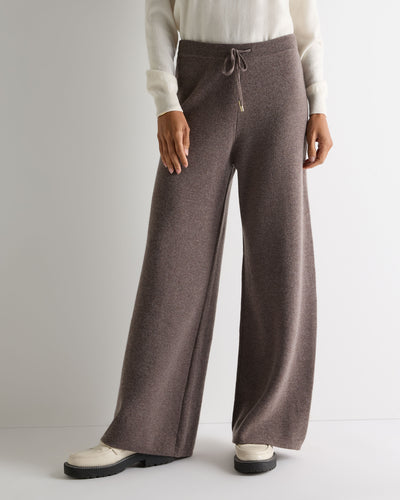 N.Peal Women's Honeycomb Knit Cashmere Trouser Otter Brown