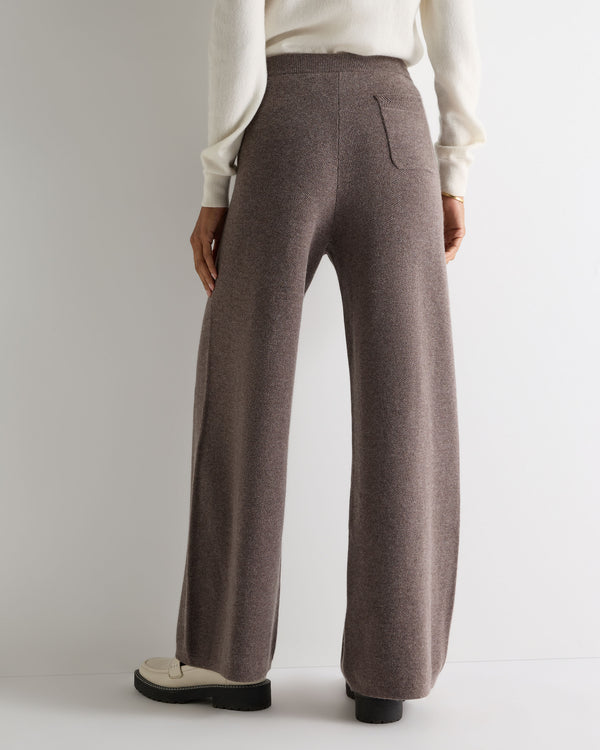 N.Peal Women's Honeycomb Knit Cashmere Trouser Otter Brown