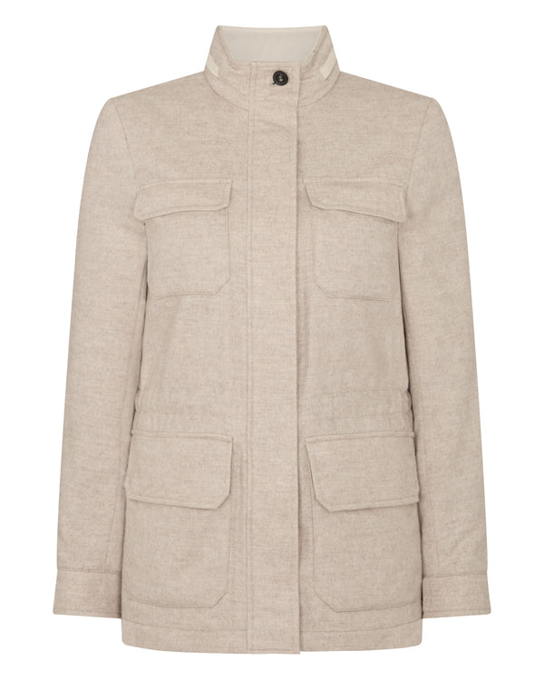 N.Peal Women's Avola Herringbone Jacket Beige Brown