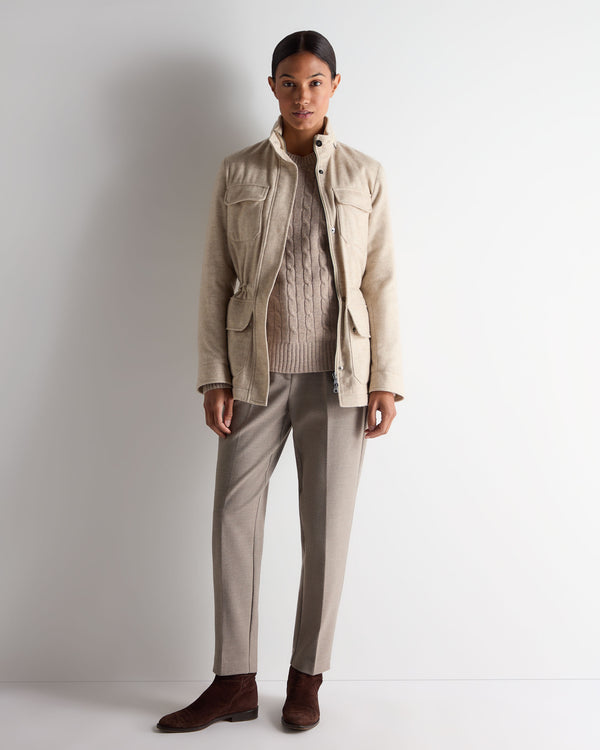 N.Peal Women's Avola Herringbone Jacket Beige Brown