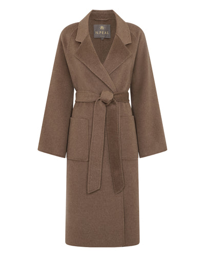 Women's Longline Woven Coat Brown