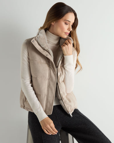 Women's Reversible Rex Gilet Beige Brown