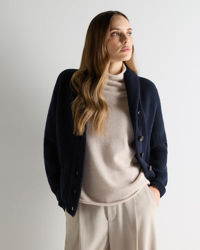N.Peal Women's Kensington Cashmere Cardigan Navy Blue