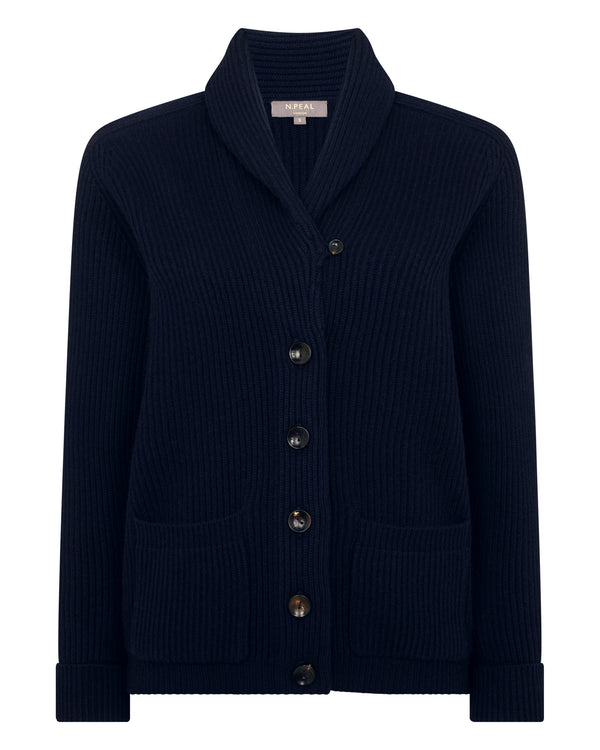 N.Peal Women's Kensington Cashmere Cardigan Navy Blue