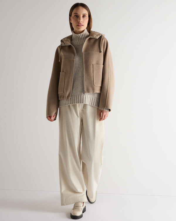 N.Peal Women's Chunky Funnel Neck Cashmere Jumper Ash Grey Marl