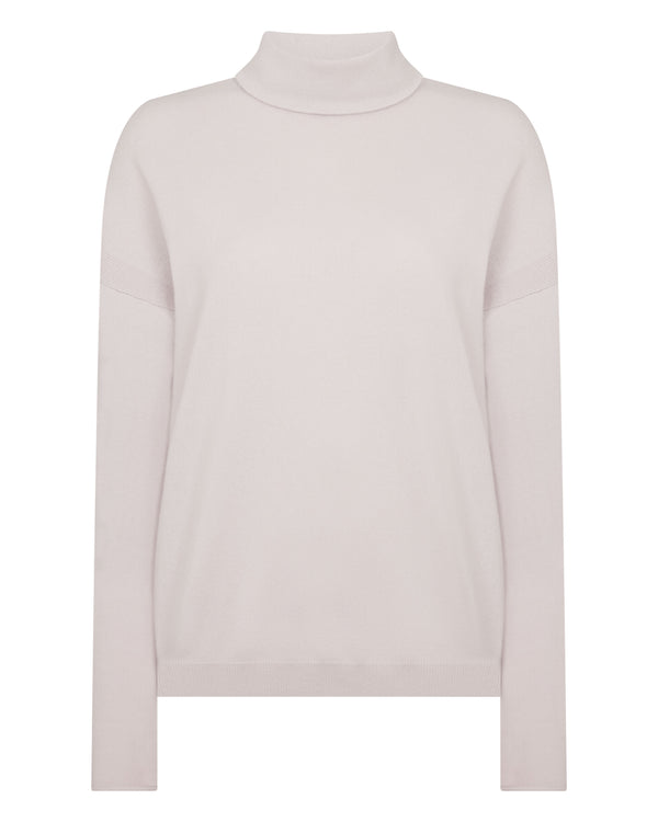 N.Peal Women's Victoria Turtle Neck Cashmere Jumper Snow Grey