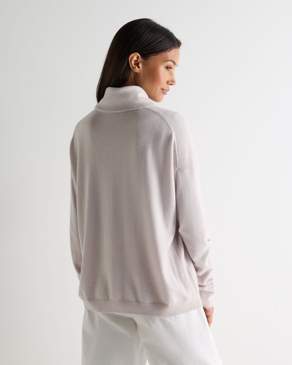 N.Peal Women's Victoria Turtle Neck Cashmere Jumper Snow Grey