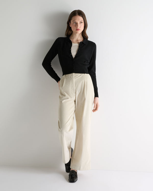 N.Peal Women's Thea Collared Cashmere Cardigan Black